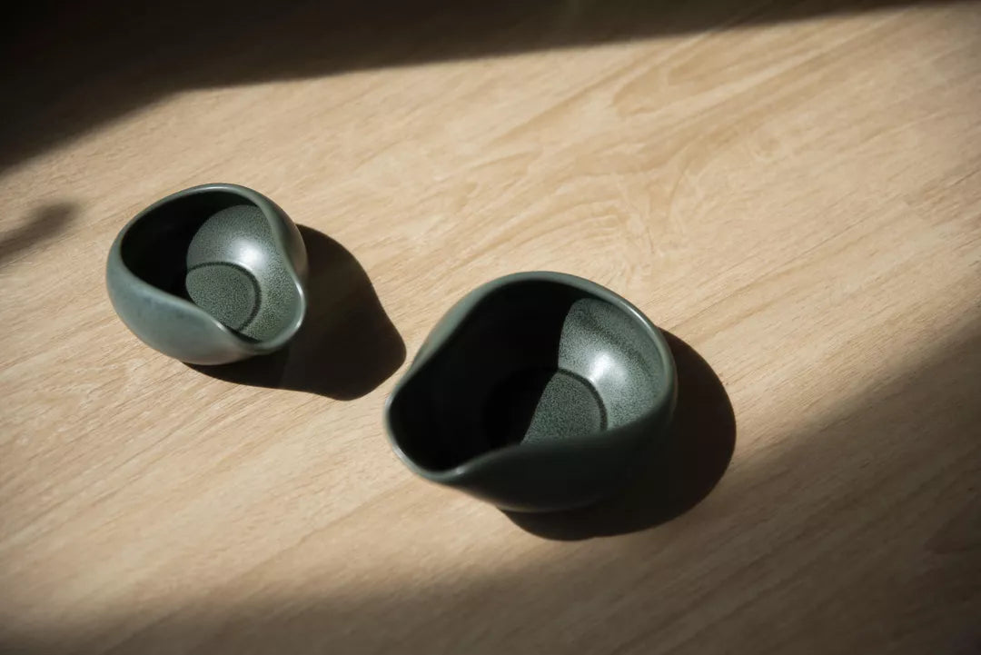 LOVERAMICS – Lot de 2 Coupelles doseuses de café Vert foncé
