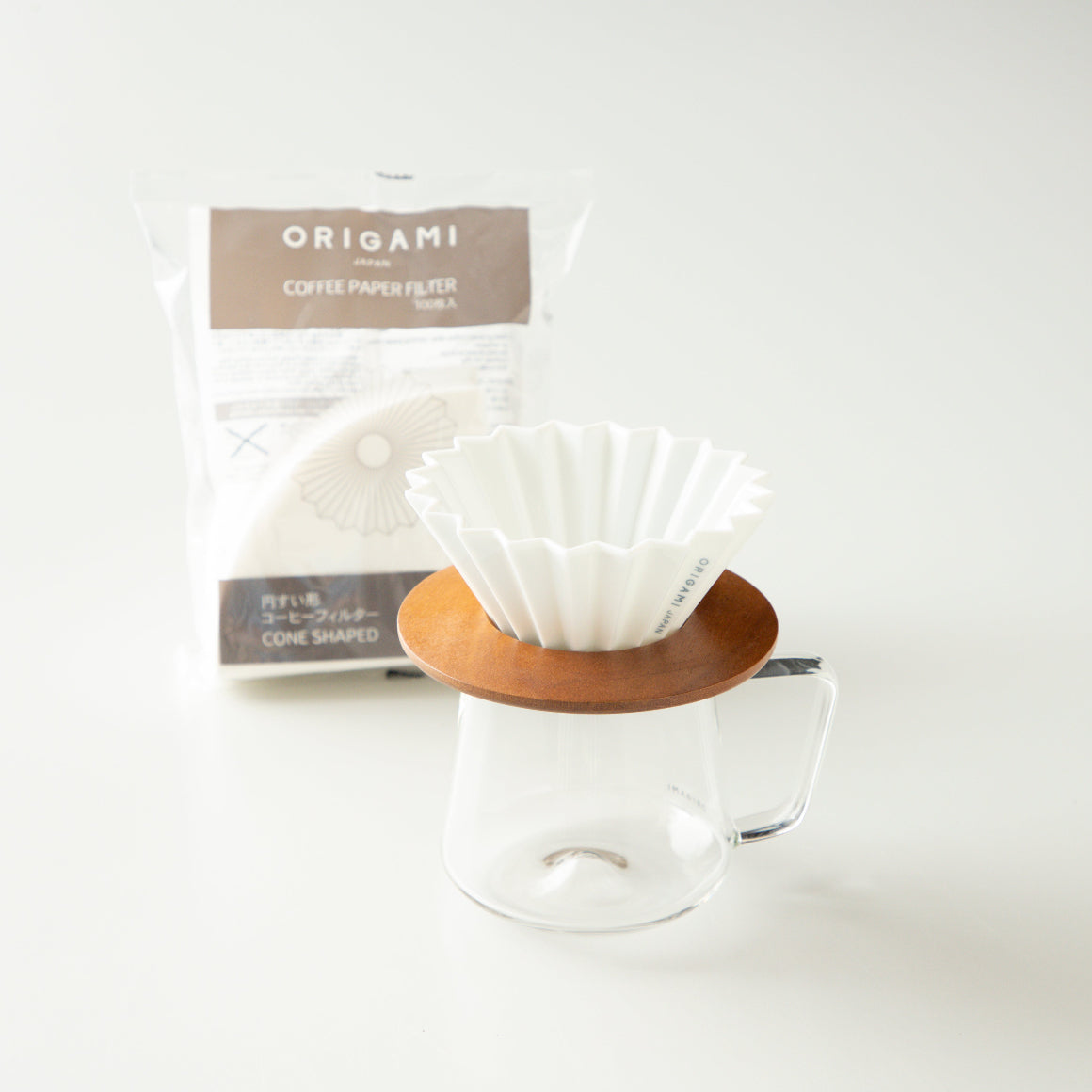 support porte filtre café origami bois acacia